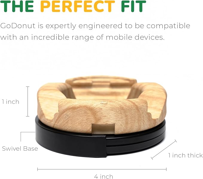 Plus+ Ultra Phone Stand (Swivel Base) - Portable Mount Accessory - Charging Port Access - Compatible with Tablet, iPhone & Most Smartphones (Oak)