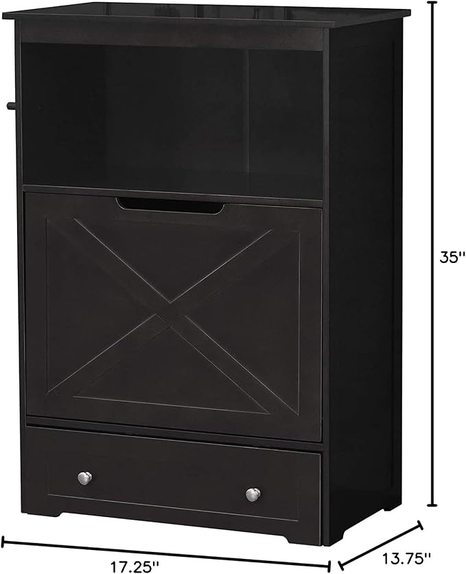 zoovilla Windsor Pet Feeders with storage - dog bowl stand, pet feeder station, Black 13.78?D x 24.02?W x 35.04?H