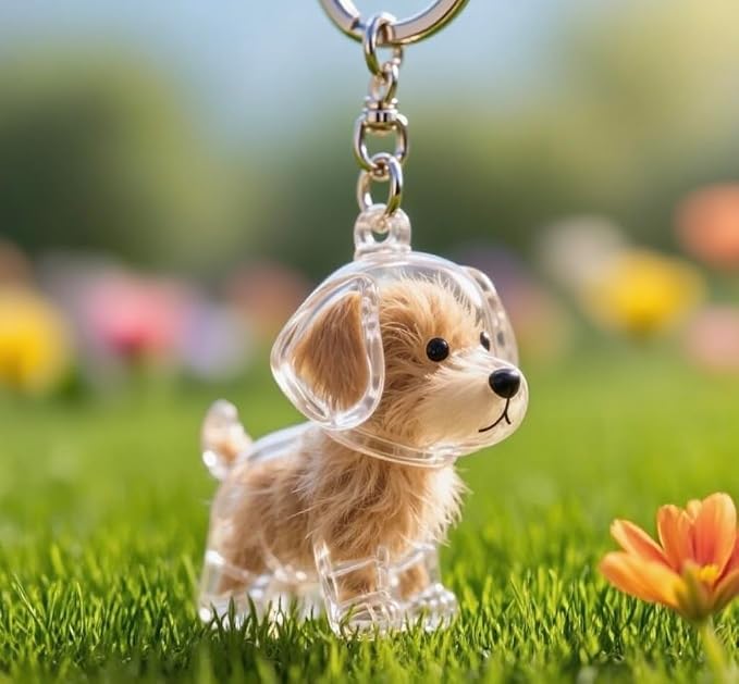 Dog Hair Collector Keychain Charm Memorial Storage Box, Transparent Bottle for Pet Hairs Keychain, Pets Fur Keepsake Keyring for Collecting Hair, Portable Pet Memory Capsule(1)