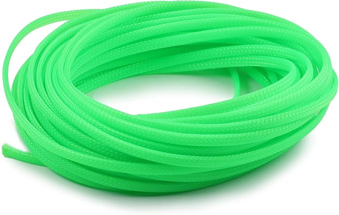 Heyiarbeit 10m/32.8ft PET Expandable Braid Cable Sleeving Flexible Wire Mesh Sleeve Fluorescent Green 4mm