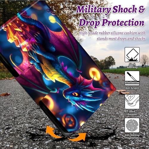 Rotating Handle Case for Samsung Tab S10 Ultra 2024/Galaxy S9 Ultra 2023 14.6", 360 Degree Swivel Kickstand with Magnetic Closure Shockproof Leather Protective Cover for Men, Blue Dragon