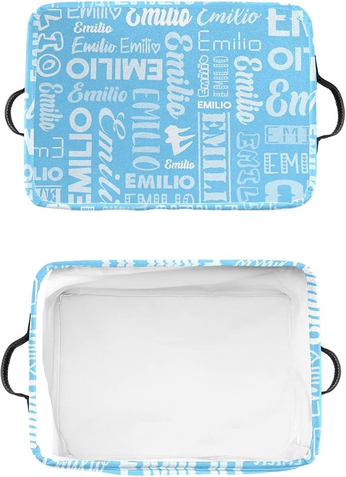 Personalized Toy Box Storage Bins for Boys Girls with Name, Kids Custom Storage Basket Cubes Organizer with Handles, Shelf Closet Storage Baskets Bin Customized Gift, 1 Pack