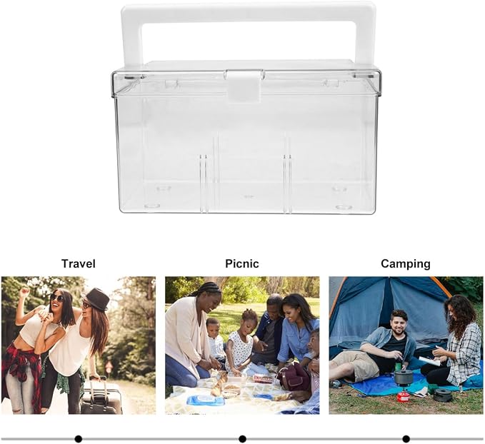 Portable First Aid Box Organizer with Handle PET Storage Case | Lightweight Multi Function Design, Travel and Camping Use, Body, Empty Kit Organizer