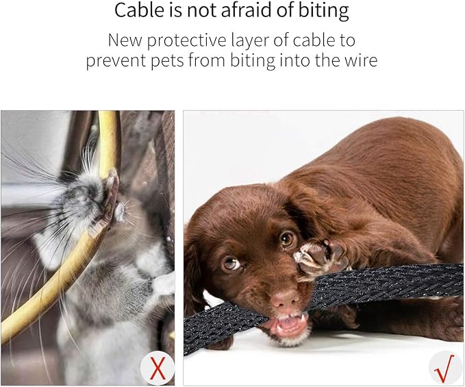 Black-Blue PET Expandable Sleeving Cord Protector Wire Loom Tubing Cable Sleeve for USB Charger Cable Power Cord Audio Video Cable Can Protect Cat Dog from Chewing Cords