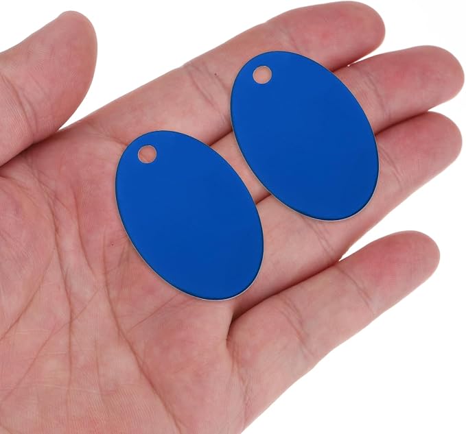 Rebower Aluminum Blank Tags Engraving Metal Stamping Blanks,[for Number Tag, Dog Tag,Pendant Decoration] - 1.5 x 1 Inch/Blue / 25 Pcs