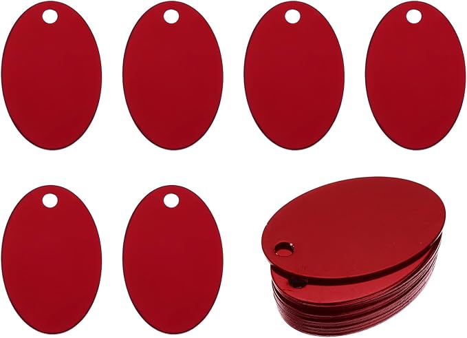 Rebower Aluminum Blank Tags Engraving Metal Stamping Blanks,[for Number Tag, Dog Tag,Pendant Decoration] - 1.5 x 1 Inch/Red / 25 Pcs