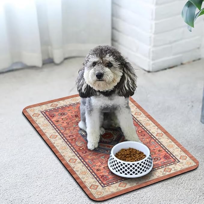 Dog Food Mats for Floors Waterproof, Pet Water Bowl Mats Pet Feeding Absorbent Placemats 12 * 20 inch