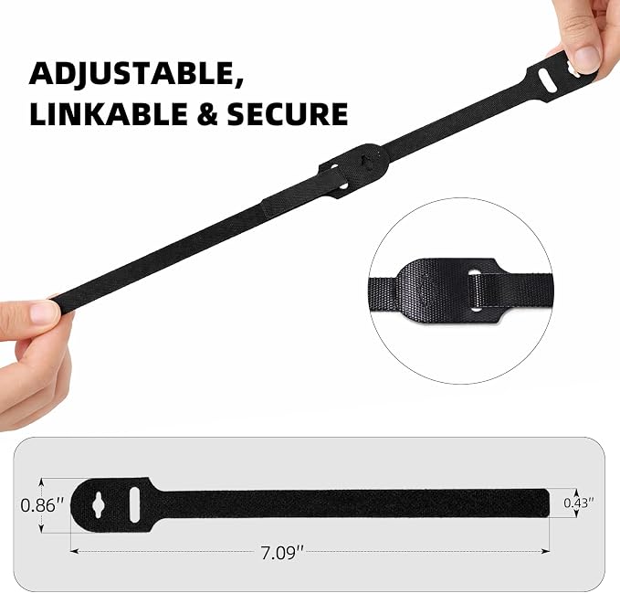 Cable Organizer - Keep Cord Bundles Out of the Way and Easy to Access | 12 Strong Adhesive Hooks + 12 Adjustable Hook-and-Loop Straps, Clear Mounts & No-Drill Setup