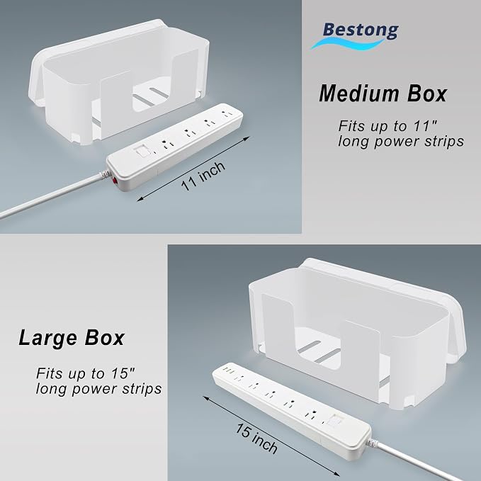 Power Strip Cover Box Cable Management Organizer 2 Pack White