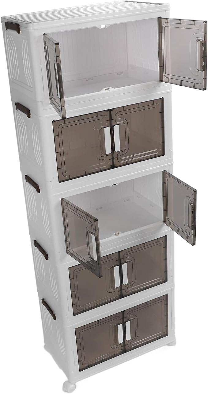 Brrnoo Multi-tier folding storage bin with wheels, 5 layers, 30x30x119 cm