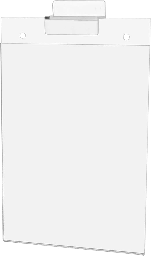 Marketing Holders 6 Pack Slatwall Sign Holder for 5" x 7" Menus Event Notices and Flyers Clear Acrylic Sleeve for Home Improvement Stores Gyms and Fitness Centers No Assembly Required