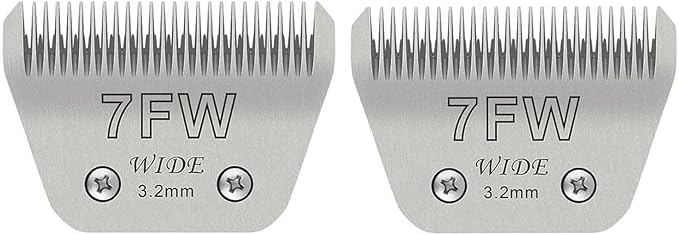 Audoc Wide Blades for Dog Grooming Blades Compatible with Andis,Oster A5,Wahl km10 Dog Clippers Stainless Steel Blades Blades for Animal Dog,Cat,Horse, (#7FW(3.2mm)/2PCS)