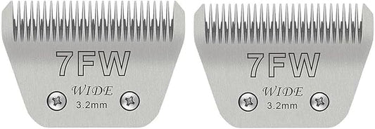Audoc Wide Blades for Dog Grooming Blades Compatible with Andis,Oster A5,Wahl km10 Dog Clippers Stainless Steel Blades Blades for Animal Dog,Cat,Horse, (#7FW(3.2mm)/2PCS)