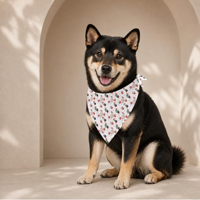 Fig Dog Bandana, Fresh Fruit Pattern Pet Triangle Scarf for Small Medium Dogs, Cute Puppy Bandana for Daily Wear Walks Picnic Birthday Party Family Photos