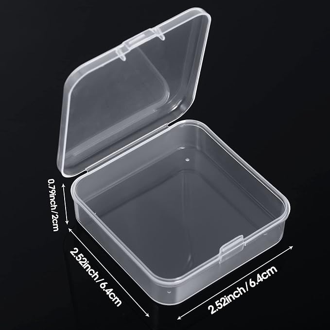 SATINIOR 48 Packs Clear Small Plastic Containers Transparent Storage Box with Hinged Lid for Small Items Crafts Jewelry (2.52 x 2.52 x 0.79 Inches)