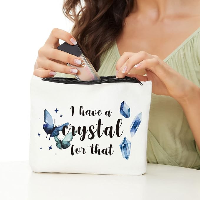 Crystal Lover Gift Makeup Bag, Spiritual gifts for Women Witch Cosmetic Bag | Tarot Gift Witchcraft Bag, Christmas Birthday Witchy Gifts for Women Mom Girls Sisters Friends Tarot Cards Makeup Pouch