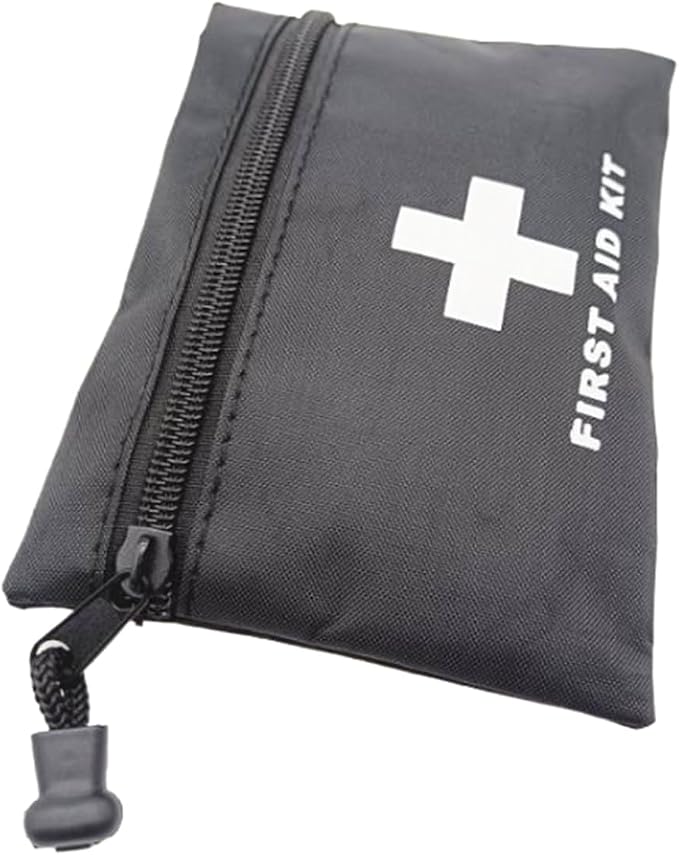 Red Emergency Pouch - Small Travel First Aid Bag for Car, Home, Office, Outdoors (Black 16x11cm)