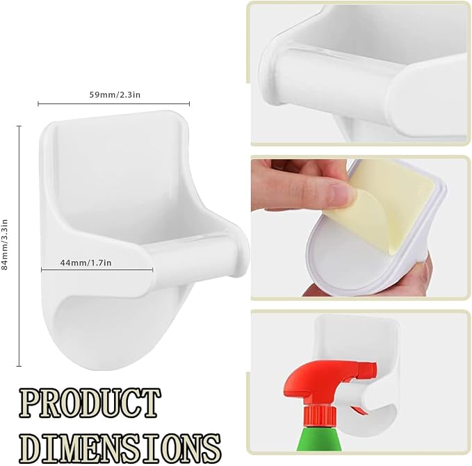 KuuGuu 6 PCS Wall Mount Spray Bottle Hooks Holder to Create Storage Space Easy to Install Adhesive Hook Strong Spray Bottle Organizer for Cabinet, Kitchen, Bathroom- Mount to a Variety of Surfaces