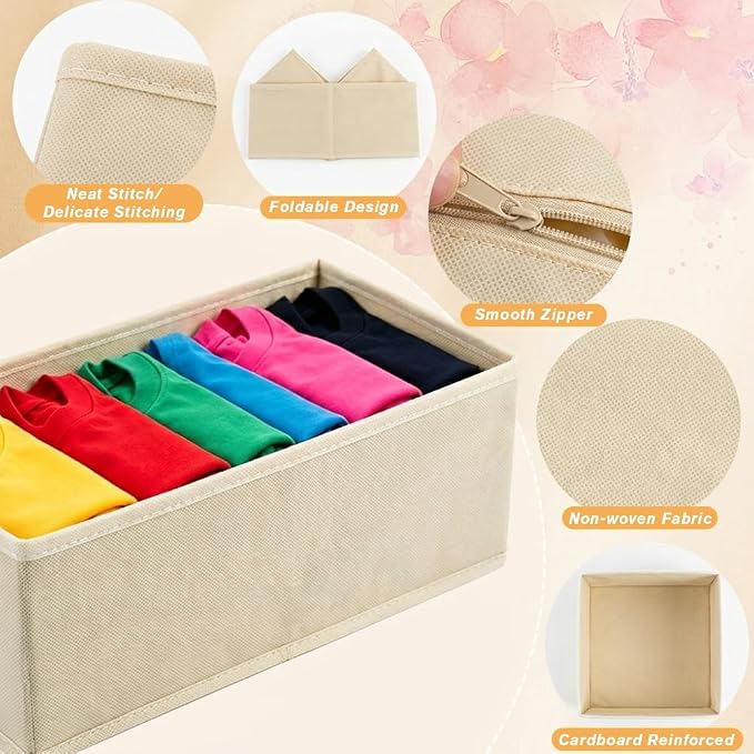 Drawer Organizer Clothes Storage - 12 Pack Dresser Organizer for Bedroom, Foldable Closet Drawer Organizer Bins for Bedroom Organization, Fabric Storage Dividers for Socks, Underwears, Bras