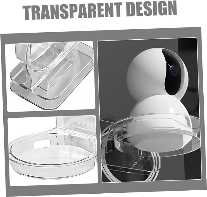 ABOOFAN 2pcs Transparent Wall-Mounted Camera Mount Bracket Easy to Install Mini Storage Shelf for Hiding Cables Bathrooms Kitchens and Bedrooms