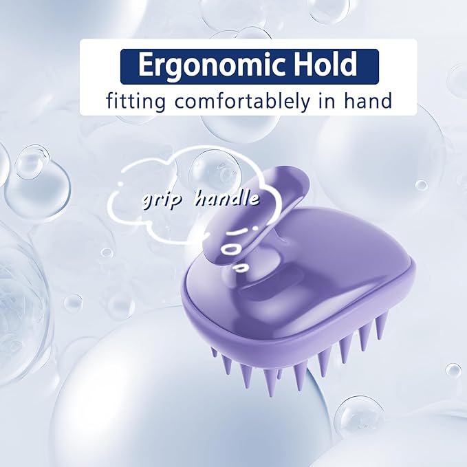 All-purpose Dog Shampoo Bath Brush,Pet Grooming & Soothing Massage Silicone Brush,Fits Ergonomically in the Hand for Long Short Haired Dogs and Cats(Purple)