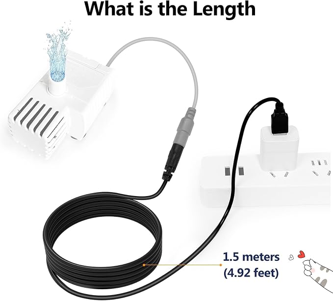 ORSDA Cat Water Fountain Parts Power Cord Replacement ONLY for ORSDA All Pet Fountains D30 / D60 / D36 / D66 - Not for Other Brands Fountain