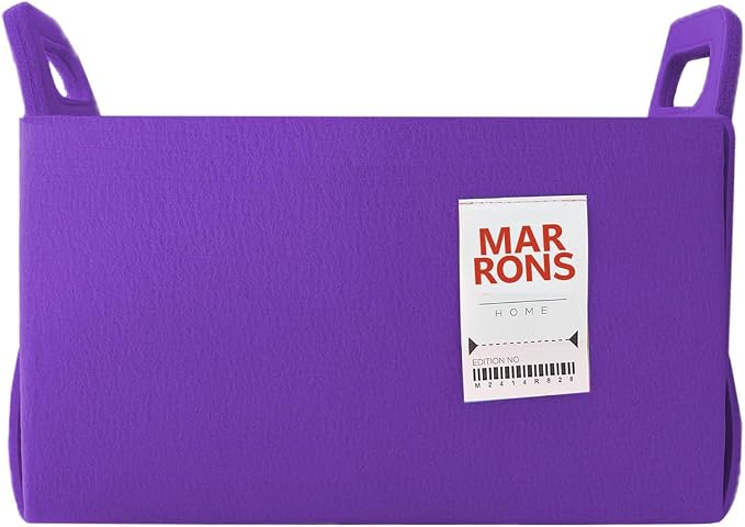 Collapsible Felt PURPLE Storage Bin Medium 11"x7.1"x7.1" – Foldable Basket with Handles for Closet, Storage, Laundry Room Organization, Decorative Storage Bins for Shelves, Cube Storage
