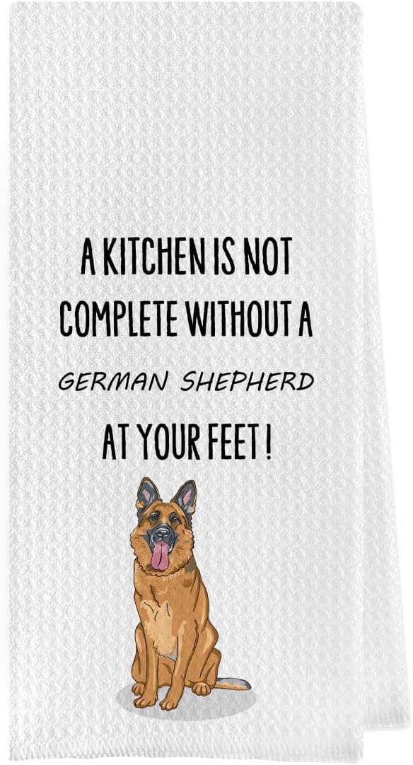 German Shepherd Dish Towels - Funny German Shepherd Decorative Waffle Weave Kitchen Towels, Hand Towel, Tea Towel (16×24 Inches)