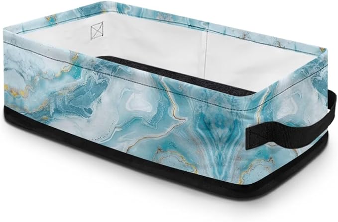 Blue Marble Toilet Paper Basket with Handle, Toilet Tank Topper Toilet Tank Basket for Bathroom Organizing Home Decor