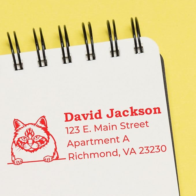 Birman Cat Address Stamp, Custom Birman Shipping Stamp, Personalized Duo Mail Seal for Return Address Labels, Cute Cat Stationery for Crafters