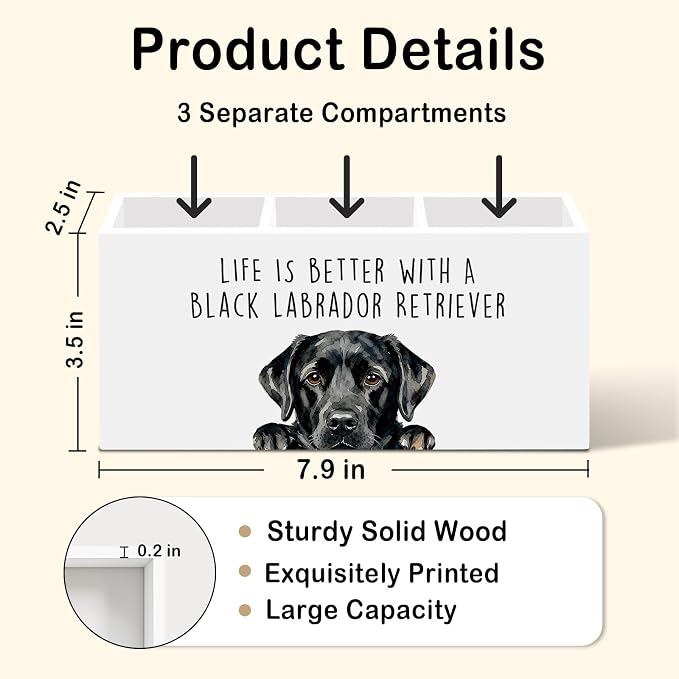 Black Labrador Retriever Dog Gifts Pen Pencil Holder for Desk, Funny Dogs Gift Office Desk Accessories, Life Is Better with a Black Labrador Pen Holders Organizer for Women Bathroom Decor