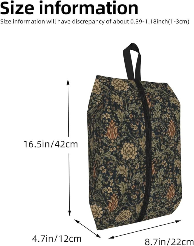 Morrisstyle Victorian Floral Travel Shoe Bag for Men & Women, Waterproof Shoe Storage Organizer with Zipper, Portable Shoe Pouch for Sneakers, Heels, Sandals, Gym & Travel Luggage 2PCS
