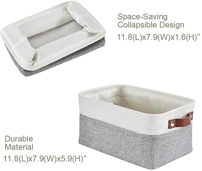 DECOMOMO Small Storage Basket, Closet Storage Bins | 6 Pack Baskets for Organizing Shelves, Decorative Linen Closet Baskets(Grey & White)