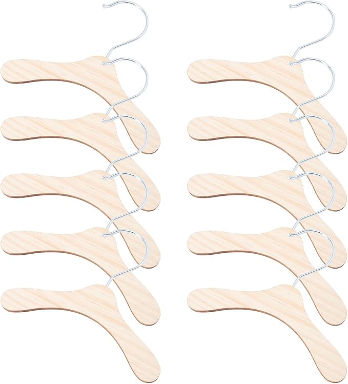 10pcs Wooden Pet Clothes Hanger 16cm Silver Stainless Steel Organizer | Dog Clothing Storage Shelf, for Pet Owners, Compact Home Closet Use, Supports Orderly Hanging of Apparel
