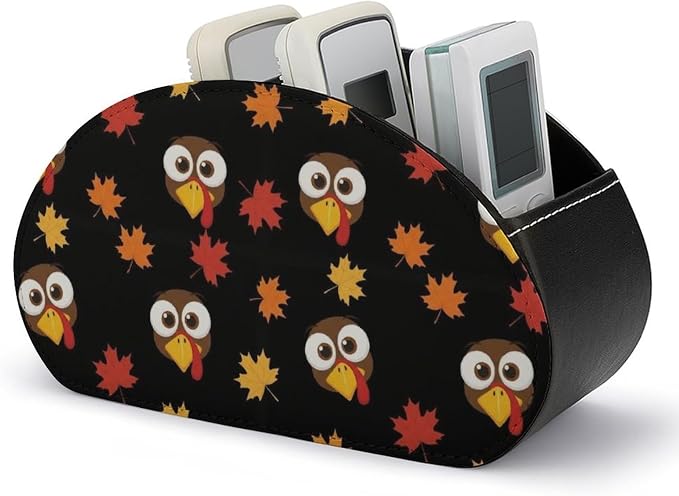 Pu Leather Remote Control Holder Turkey 5 Slot Desk Caddy Box | Turkey Office Desktop Storage Organizer for Controller, Media Player, Stationery Supplies