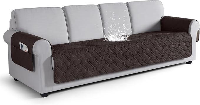 VANSOFY Waterproof Oversized Couch Cover for Pets, Chocolate, 78.7" | Non-Slip, Washable, Utility Pockets, Pet Friendly, Furniture Protector Slipcover for 4 Cushion Couch