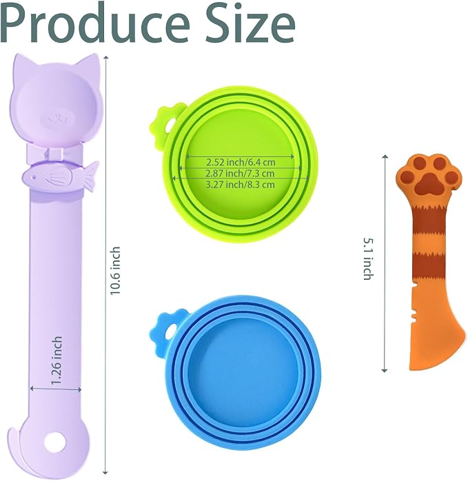 Cat Spoons for Wet Food Pet Can Lid Cover | Silicone Multi-Function Cute Paw Shape Opener Spatula Cat Food Spoon Cat Food Can Lid (Mixing colors)