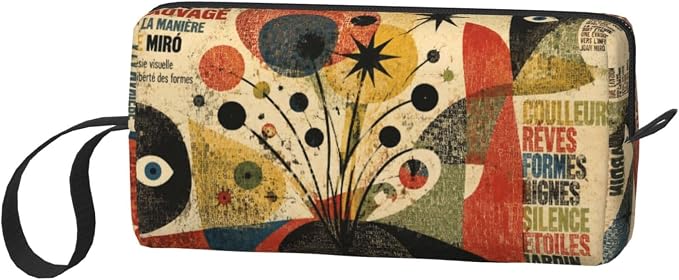 Abstract Text Collage Poster Makeup Bag for Women | Small Travel Cosmetic Pouch with Zipper, Compact Makeup Organizer Bag for Purse, Toiletries, Skincare & Daily Essentials