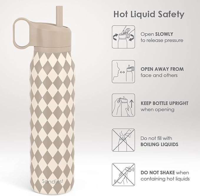 Argyle Design Stainless Steel Water Bottle with Twist Lid 20oz, Travel Insulated Water Bottles for Sports & Gym, Gift for Women Girls Friends Birthday Christmas