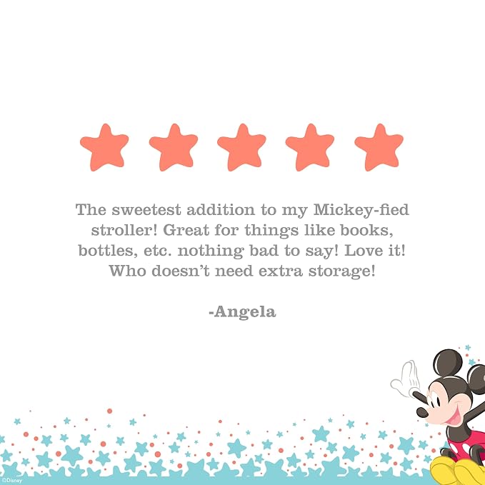 J.L. Childress Disney Baby Side Sling Stroller Organizer & Caddy, Minnie | Disney universal stroller net attachment adds accessible storage for baby essentials to strollers with secure non-slip straps