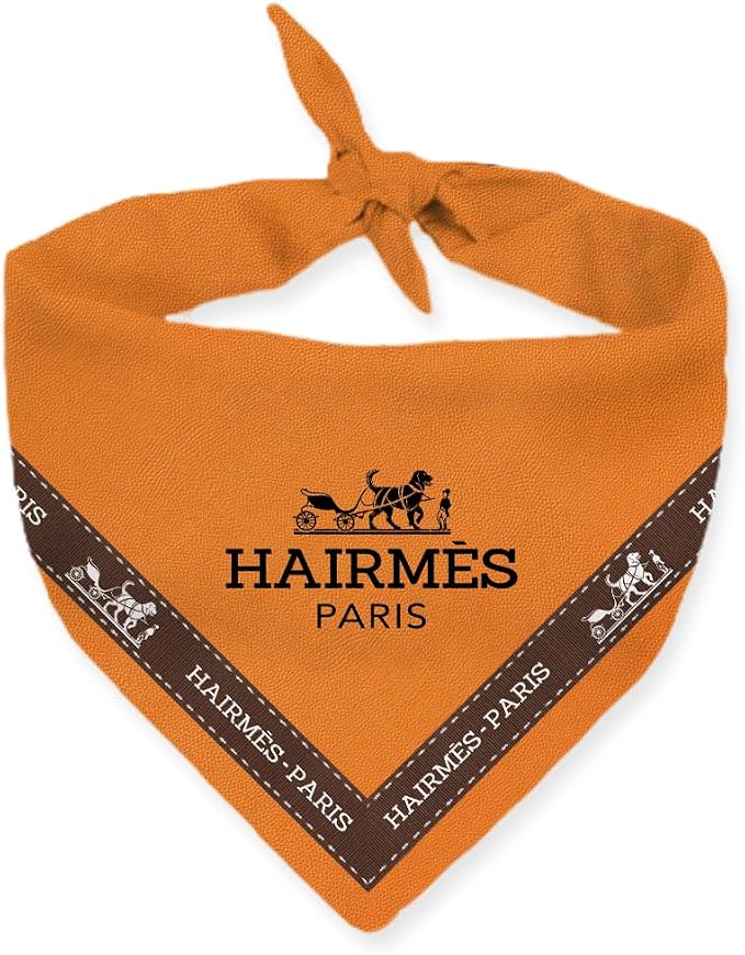 HAIRMES Dog Bandana Designer Fashion Clothes Scarf Kerchief for Small Medium and Large Dogs, Funny Parody Gift for Girl or Boy Dog, Soft Durable Fabric, Adjustable Tie-on Style Triangle