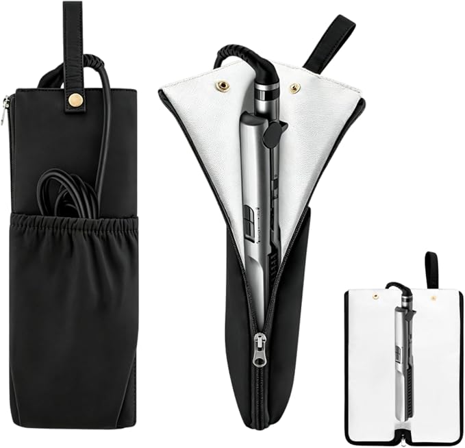 2-in-1 Hot Tools Travel Bag, Heat Resistant Holder & Mat for Hot Tools | Hair Straighteners Curling Iron Flat Iron Hair Tool & Hot Tools Bag