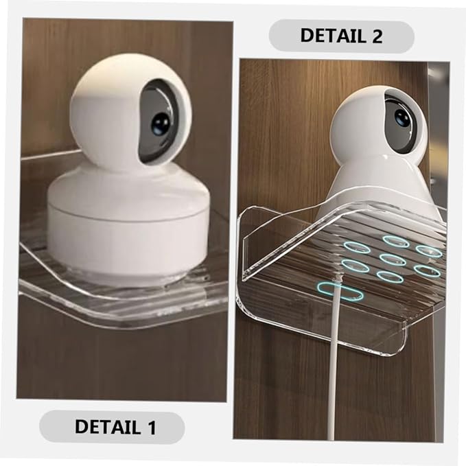 KALLORY 2pcs No Drill Shelves Wall Mounted Camera Storage Rack Mini Speaker Shelf Monitor Router Organizer Living Room Entryway