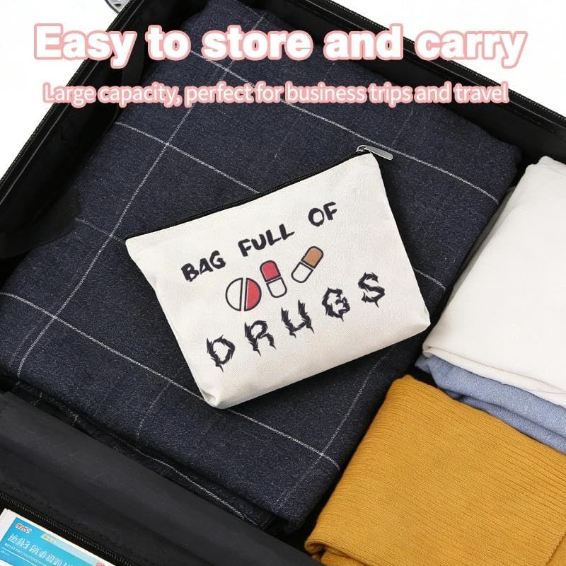 Travel Medicine Bag for Family Pharmacist Nurse Practitioner Gifts for Women Funny Meds Pouch Dental Medical Physician Assistant Makeup Bag Canvas Medication Carrying Pouch Emergency Pouch for School