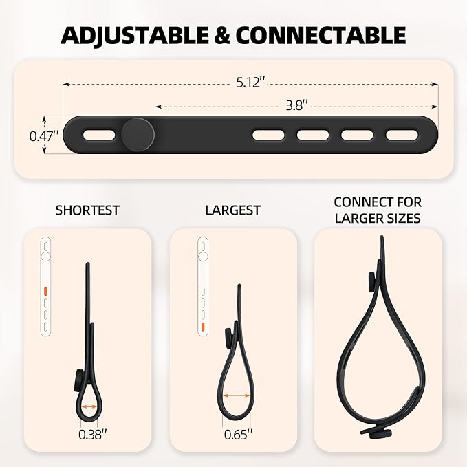 Hanging Cable Organizer System with Self Adhesive Hooks (Color-Coded Silicone) | 12 Adhesive Hooks + 12 Reusable Silicone Ties, 6 Colors (2 Each), Strong Hold & No-Drill Setup