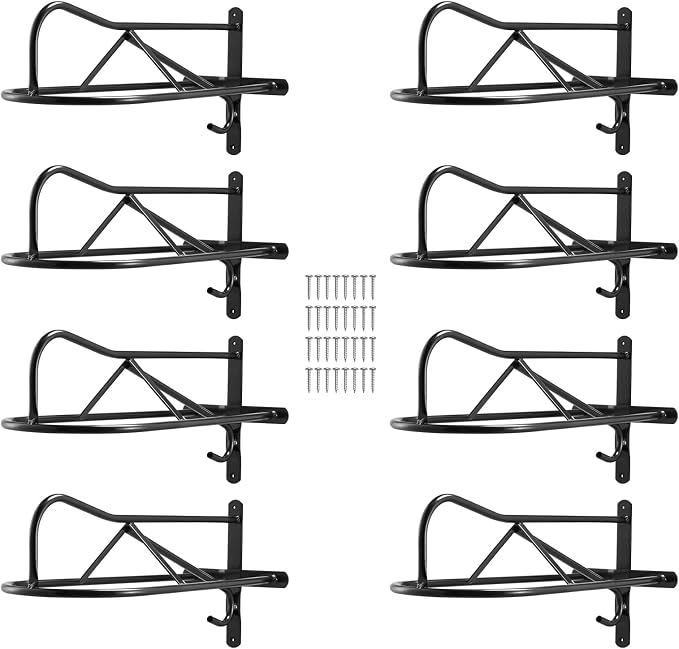 VEVOR Wall Mount Saddle Rack, 27.3 x 16.3 x 12.5 in, 8 Packs Horse Saddle Rack with Pad Bar, Portable Saddle Stand for English & Western Saddle, Horse Tack Storage for Equestrian Garden, Black