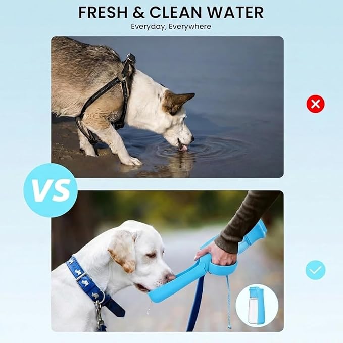 Portable Dog Water Bottle for Walking – 19oz / 12oz Foldable Pet Water Dispenser for Puppies, Medium & Large Dogs – Leak Proof Travel Water Bowl for Small Animals Dog Accessories(19OZ Indigo)