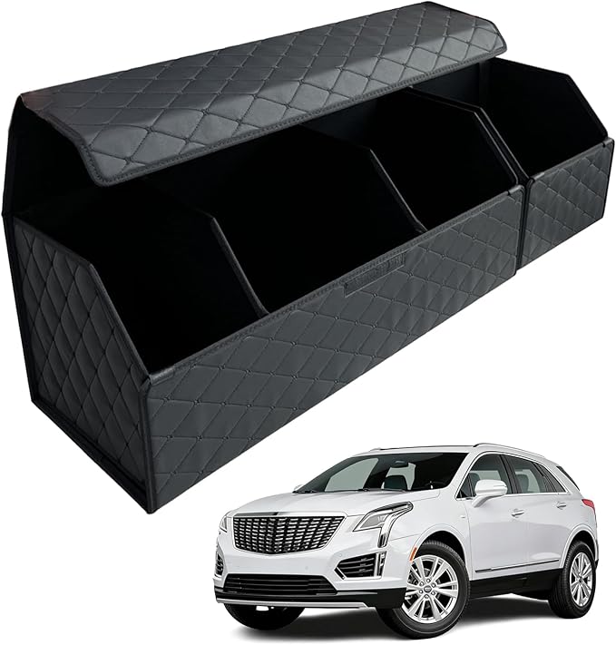 Car Trunk Organizer for For Cadillac XT5 - Custom Fit,Easy Installation，Large Space Outdoor Trunk Organizer with Leather,Hook and Loop Fastener,4-Layer Cover,For Cadillac XT5 2017-2025