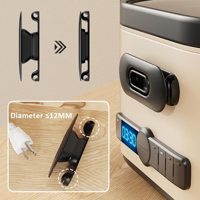 6 Pack Cord Organizer for Kitchen Appliances, Black | Upgraded Stackable Silicone Adhesive Cable Management Wrap Holder, for Mixer Blender Air Fryer Pressure Cooker Coffee Maker
