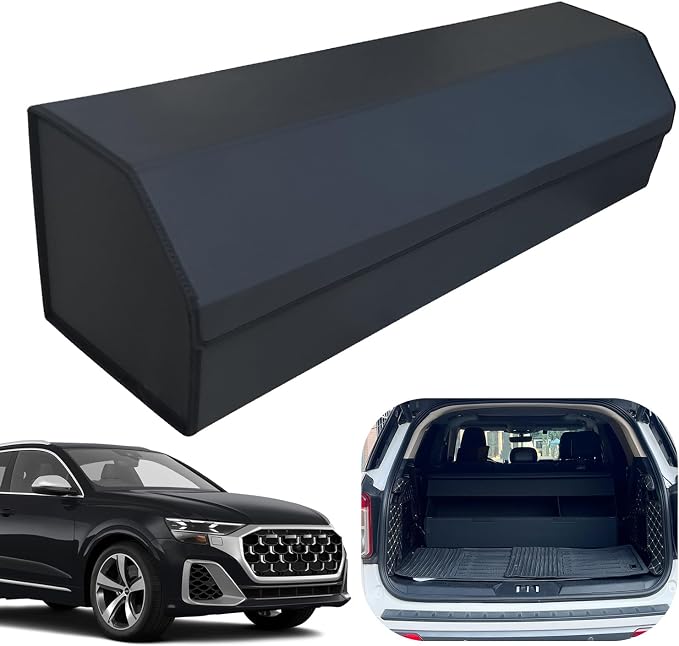 Car Trunk Organizer for For Audi SQ8 - Custom Fit,Easy Installation，Large Space Outdoor Trunk Organizer with Leather,Hook and Loop Fastener,4-Layer Cover,For Audi SQ8 2020-2025